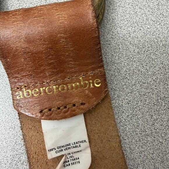 Abercrombie Fitch A+F Woven Leather Belt Womens L/XL Brown Boho Brass O Rings - Picture 2 of 8